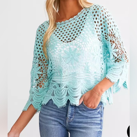 Daytrip Tops - Daytrip Aqua Haze Crochet Top